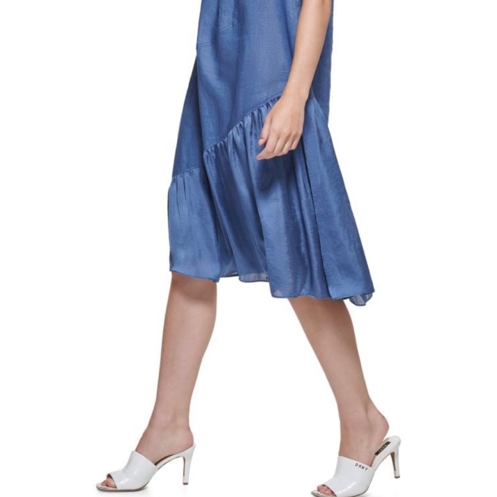 💥NWT💥 DKNY PURE White Chambray Slip Dress  Size Large - Picture 3 of 5